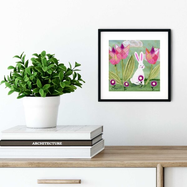 Bunny and Tulips - Art Print