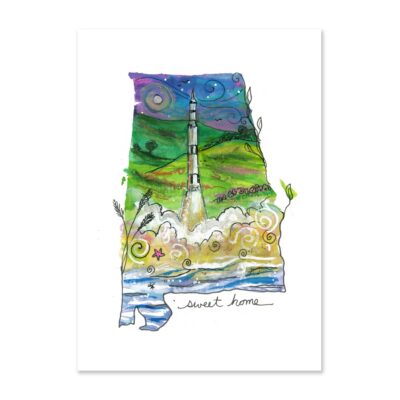 Saturn V and the Moon (AL) - Art Print