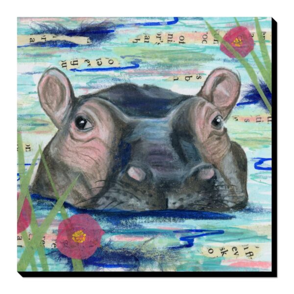 Watchful Hippo - Art Print