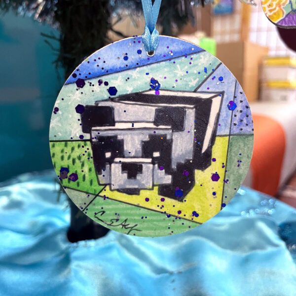 Minecraft-inspired Panda Ornament