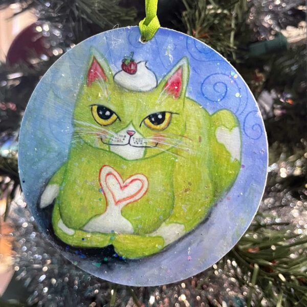 Grinch Punch Cat Ornament