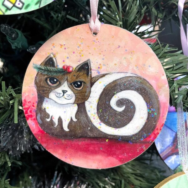 Yule log Cat Ornament