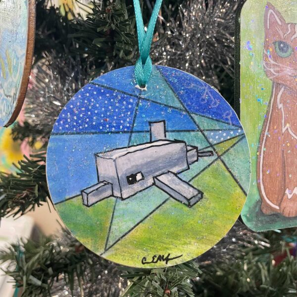 Minecraft-inspired Dolphin Ornament