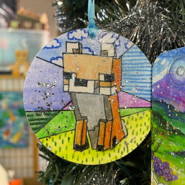 Minecraft-inspired Sitting Fox Ornament