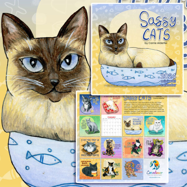 2024 Sassy Cats Mini Wall Calendar