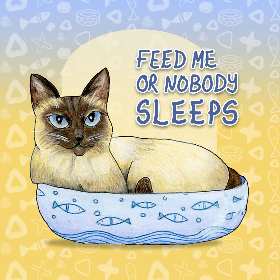 Feed Me or Nobody Sleeps, 8" x 8", print