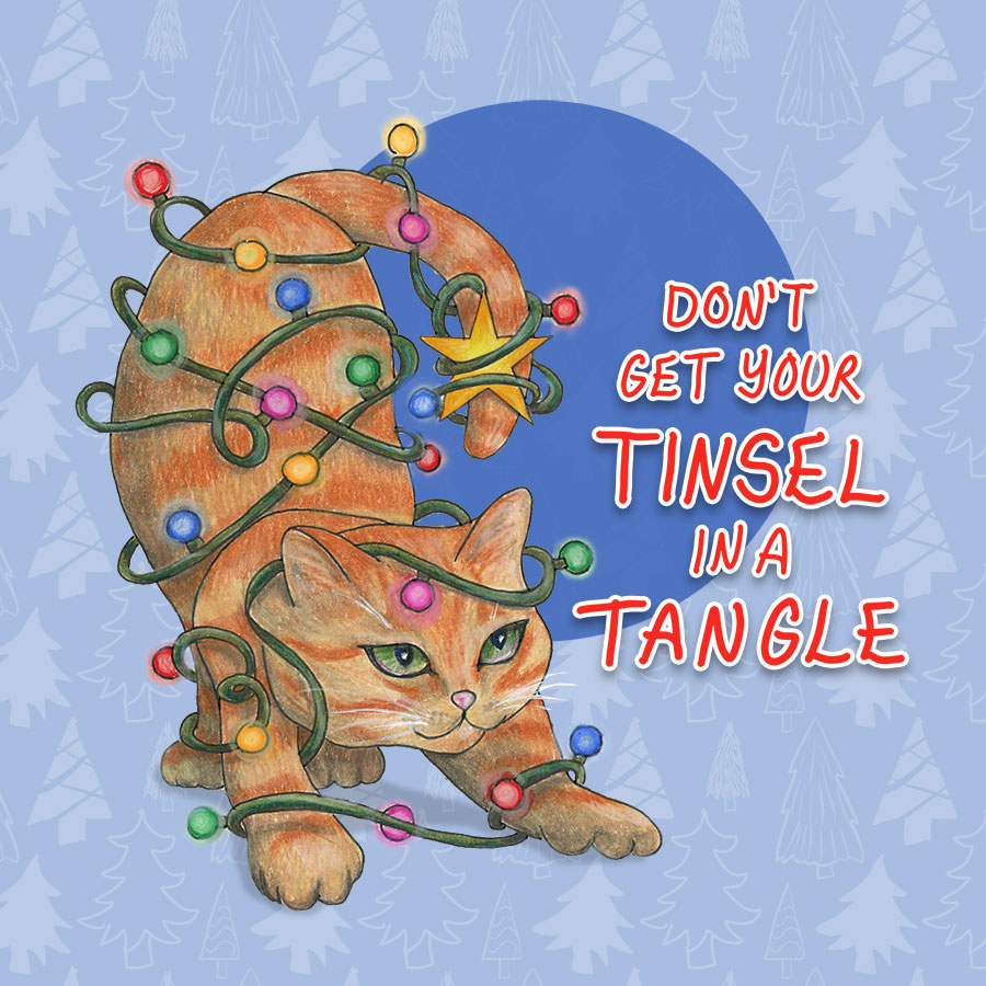 Don't Get Your Tinsel in a Tangle, 8" x 8", print