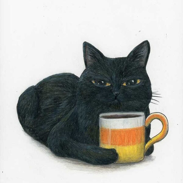 I Like My Coffee Black… Like My Soul Sassy Cat - Original Art