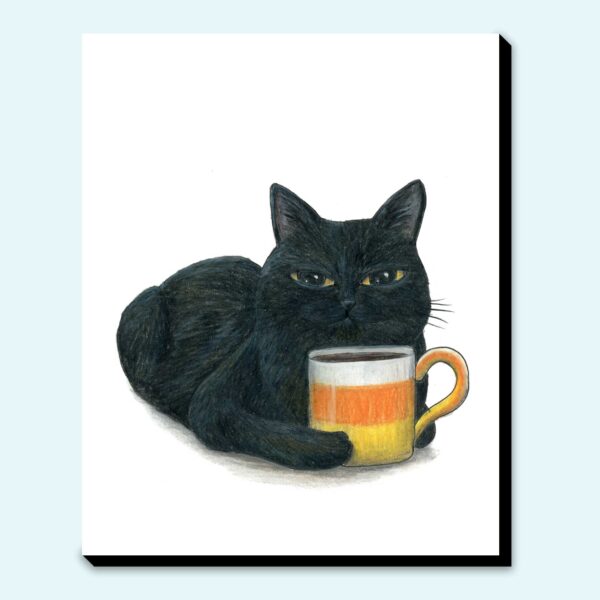 I Like My Coffee Black… Like My Soul Sassy Cat - Original Art