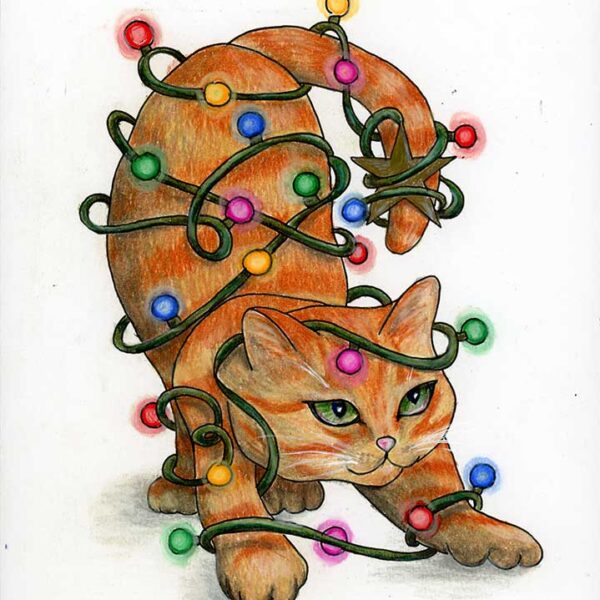 Don't Get Your Tinsel in a Tangle Sassy Cat - Original Art