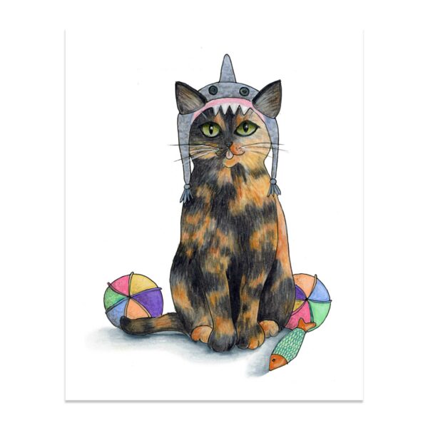 My Brain Has Too Many Tabs Open Cat on White - Art Print