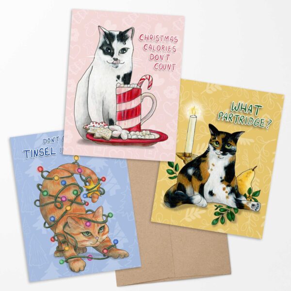 Sassy Holiday Cats Card Set