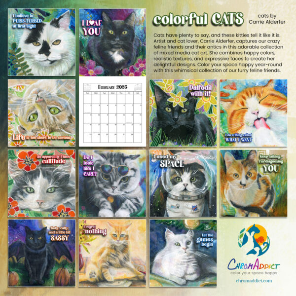 2025 Colorful Cats Mini Wall Calendar