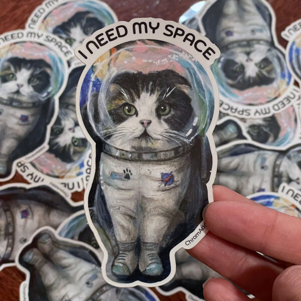 Sticker - I Need My Space Astronaut Cat