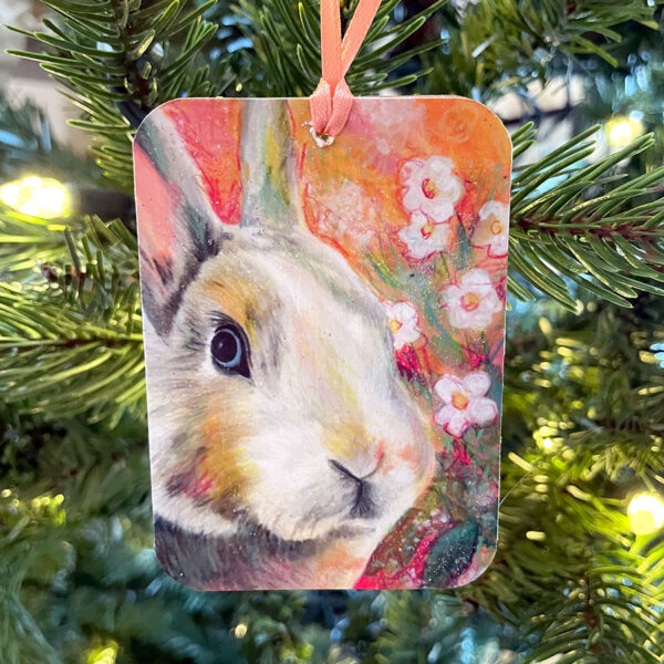 Bunny in Strawberry Blossoms Ornament