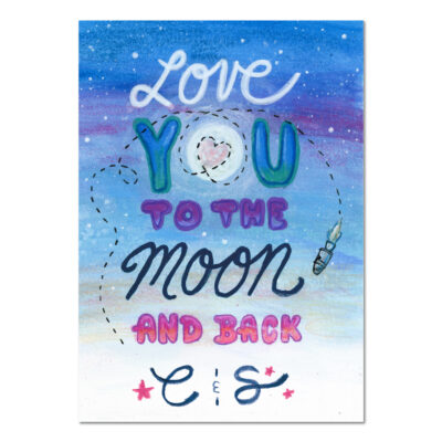 Love You To the Moon and Back with Initials - Customizable Art Print