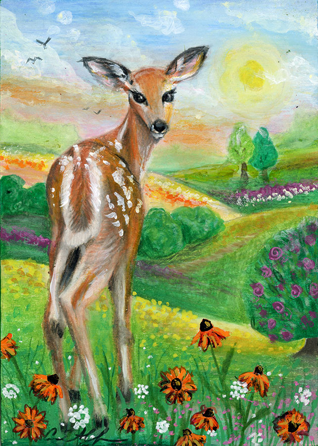 Fresh Start, 5" x 7", mixed media