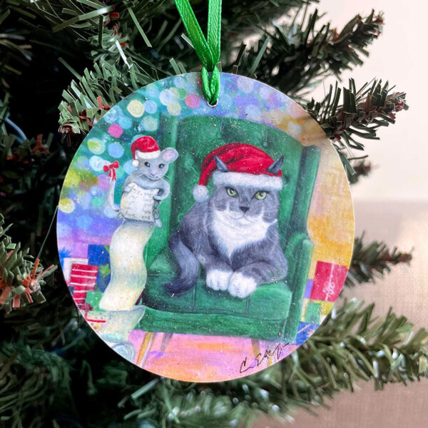 Santa Cat Ornament
