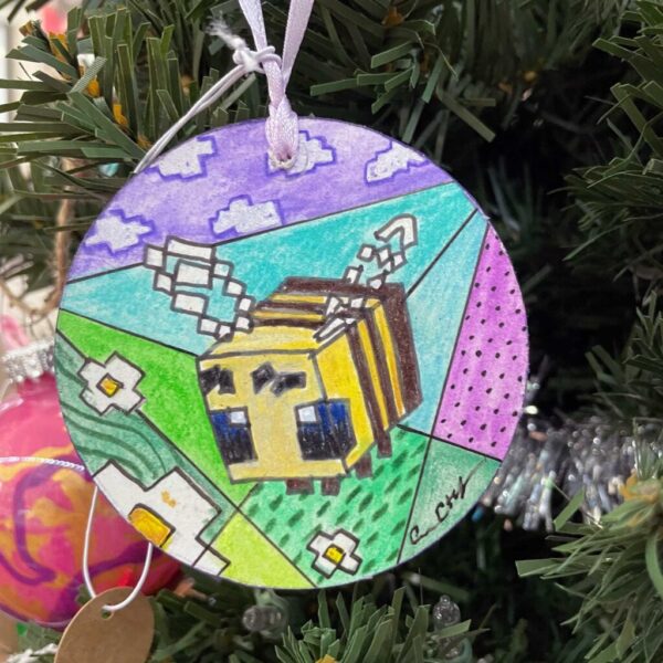 Minecraft-inspired Bee Ornament