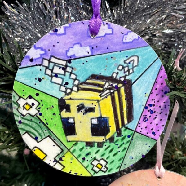 Minecraft-inspired Bee Ornament