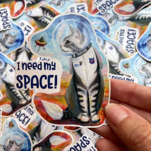 Sticker - I Need My Space Astronaut Cat