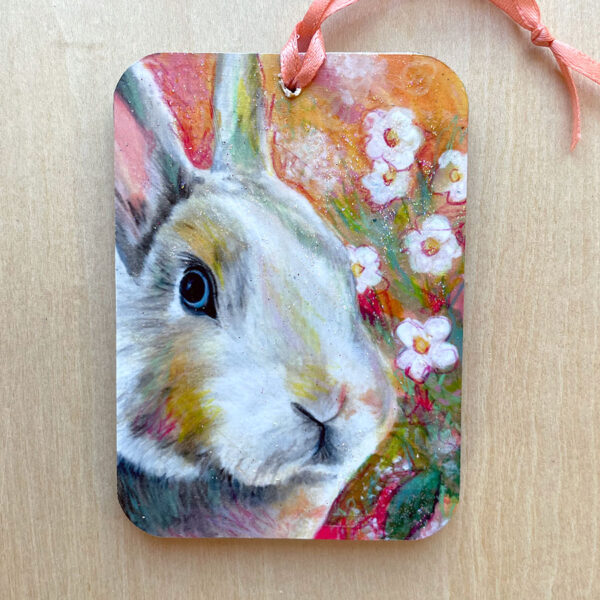 Bunny in Strawberry Blossoms Ornament