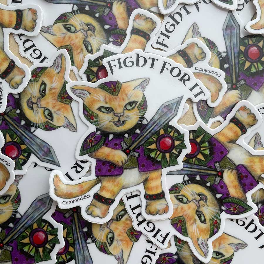 fight-for-itE Sticker - Fight For It DnD Cat