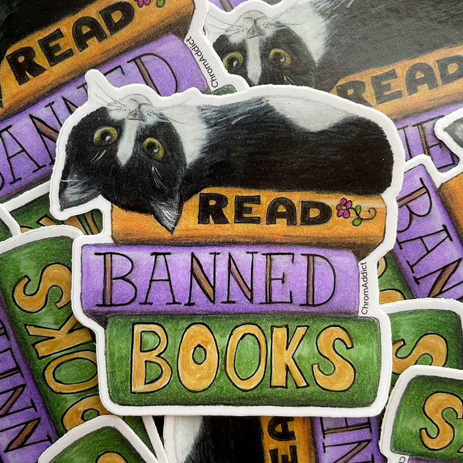 read-banned-booksD Sticker - Read Banned Books Cat