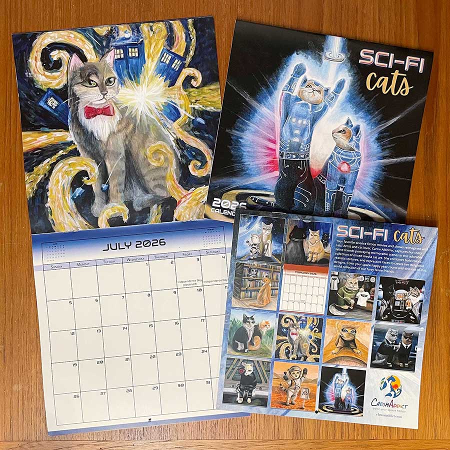 2026calendar1-900 2026 Sci-Fi Cats Calendar