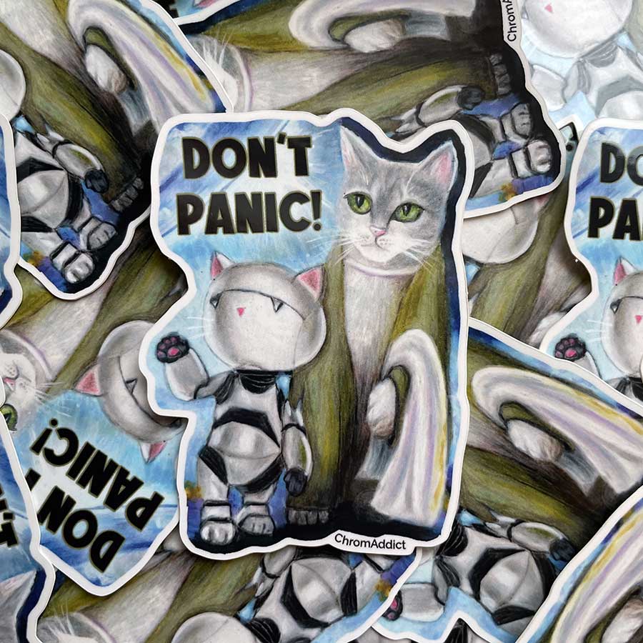 sticker-dont-panic3-900 Sticker - Don't Panic Hitchhiker's Guide to the Galaxy