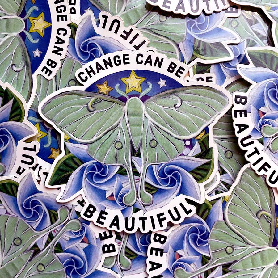 sticker-moth-900 Sticker - Change Can Be Beautiful Luna Moth