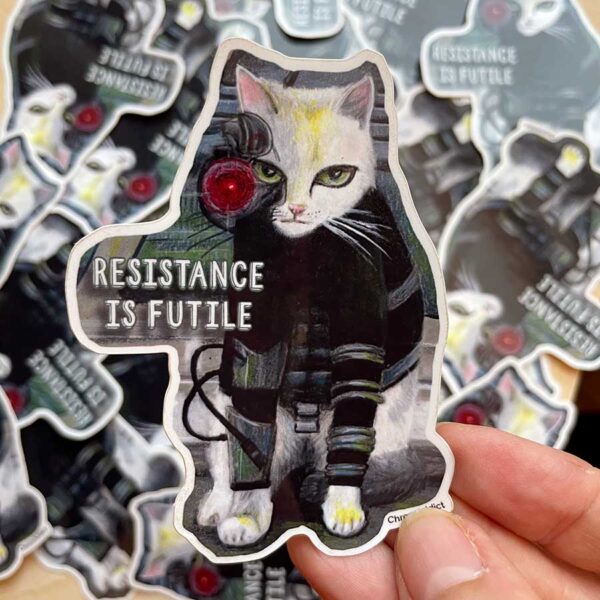 Sticker - Resistance is Futile Locutus of Borg Cat