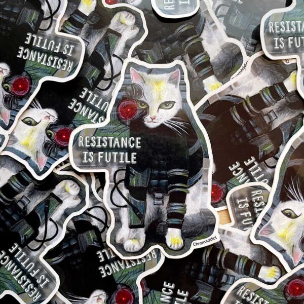 Sticker - Resistance is Futile Locutus of Borg Cat