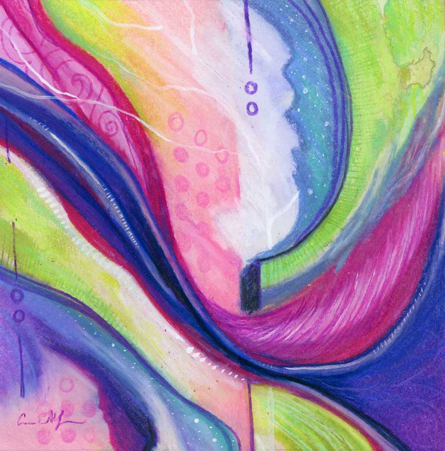 Blew, 6" x 6", mixed media