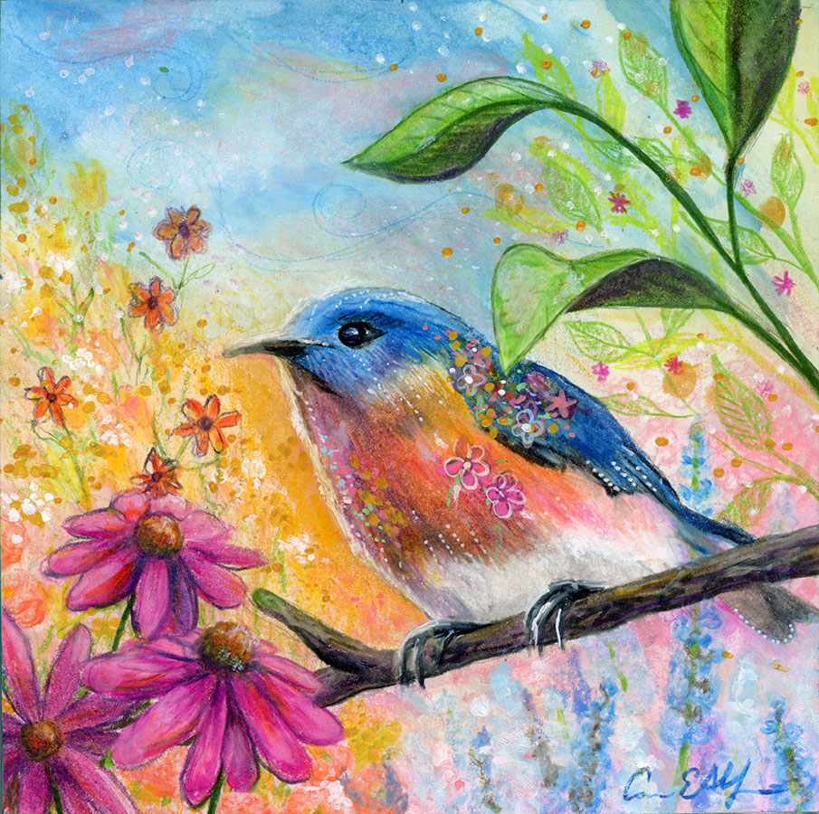 Beautiful Morning, 6" x 6", mixed media