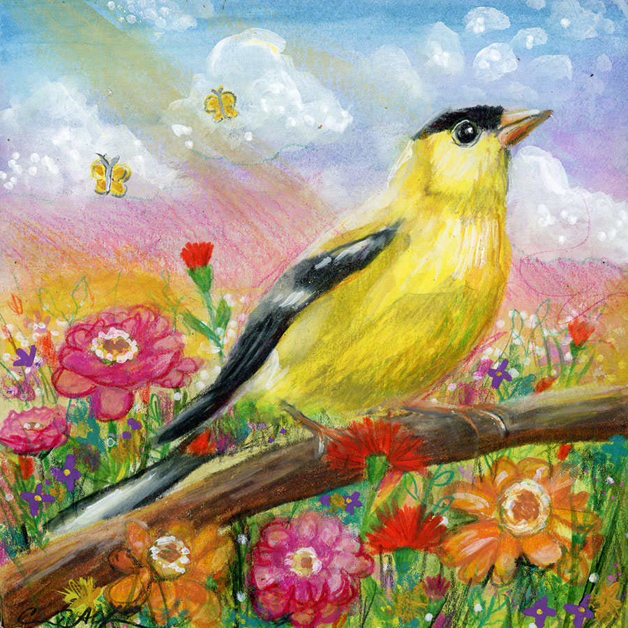 Bring on the Sun, 6" x 6", mixed media