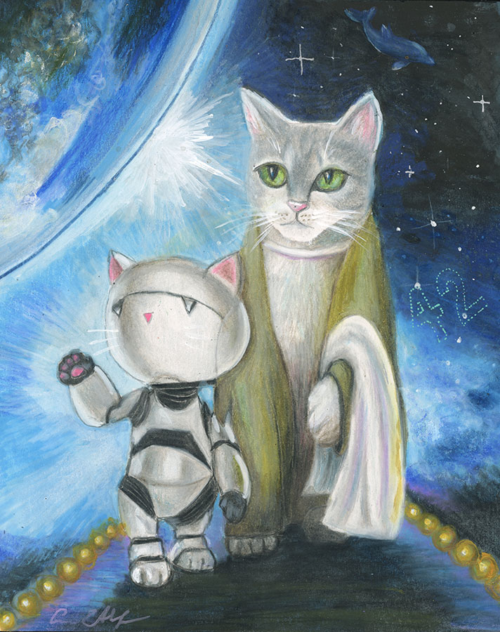 Don't Panic, 8" x 10", mixed media