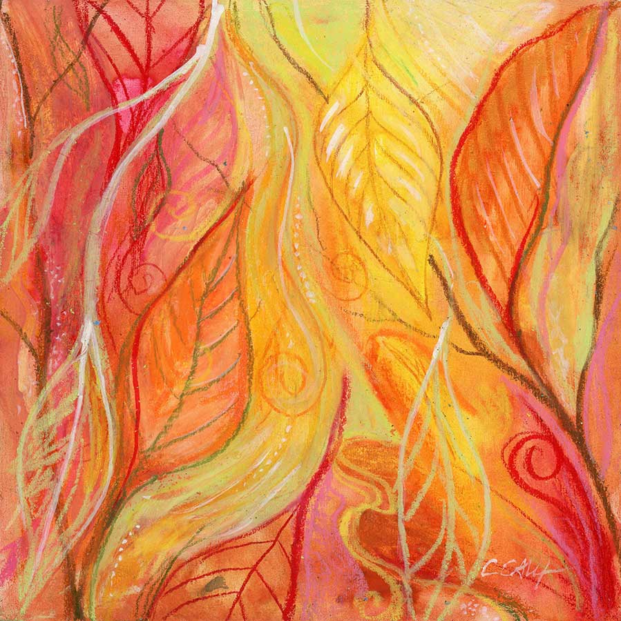 Falling, 6" x 6", mixed media