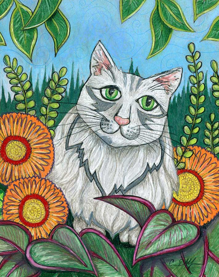 Fluffy, 8" x 10", mixed media