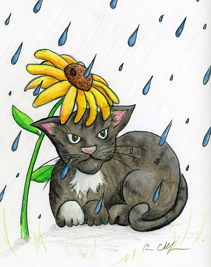 I Hate Rain, 8" x 10", colored pencil