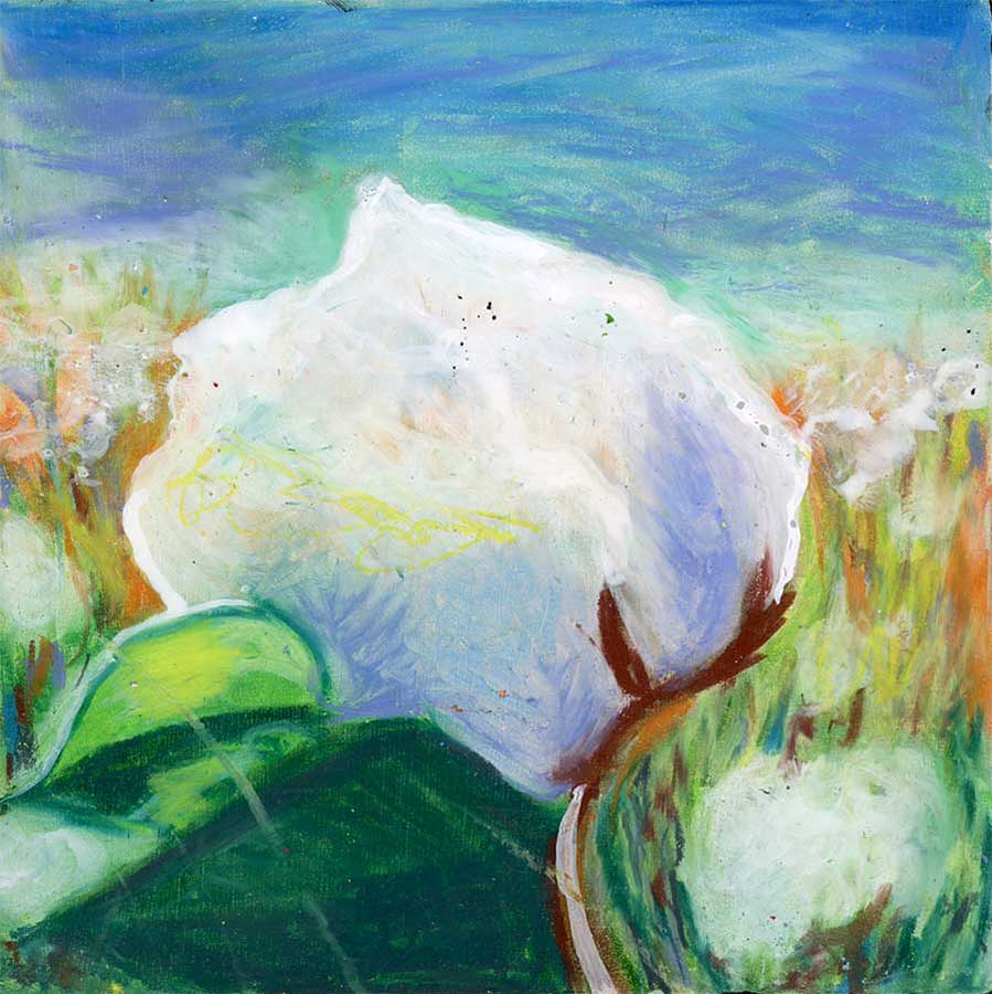 Like a Cloud, 4" x 4", mixed media