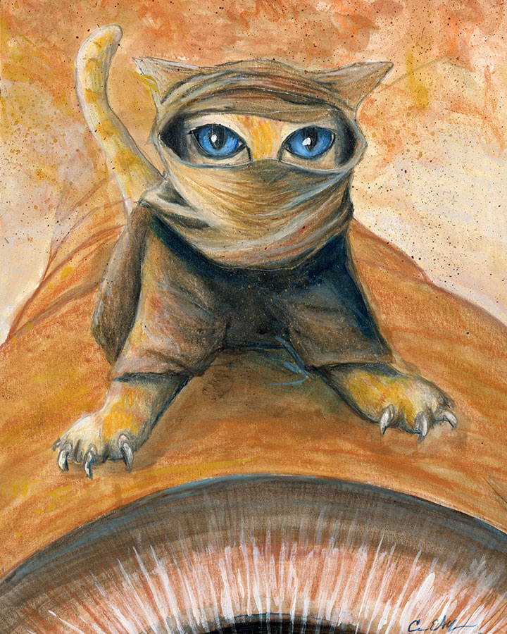 SOLD - Meow'dib, 8" x 10", mixed media