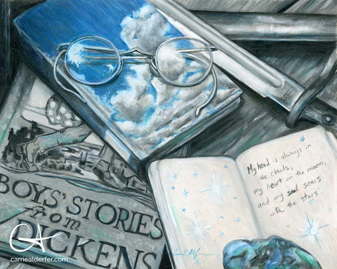 My Head is Always in the Clouds, 8" x 10", colored pencil