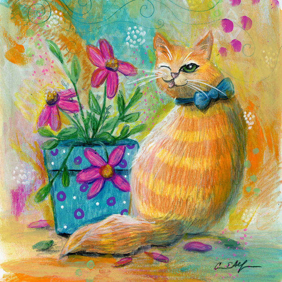 No Remorse, 7" x 7", mixed media