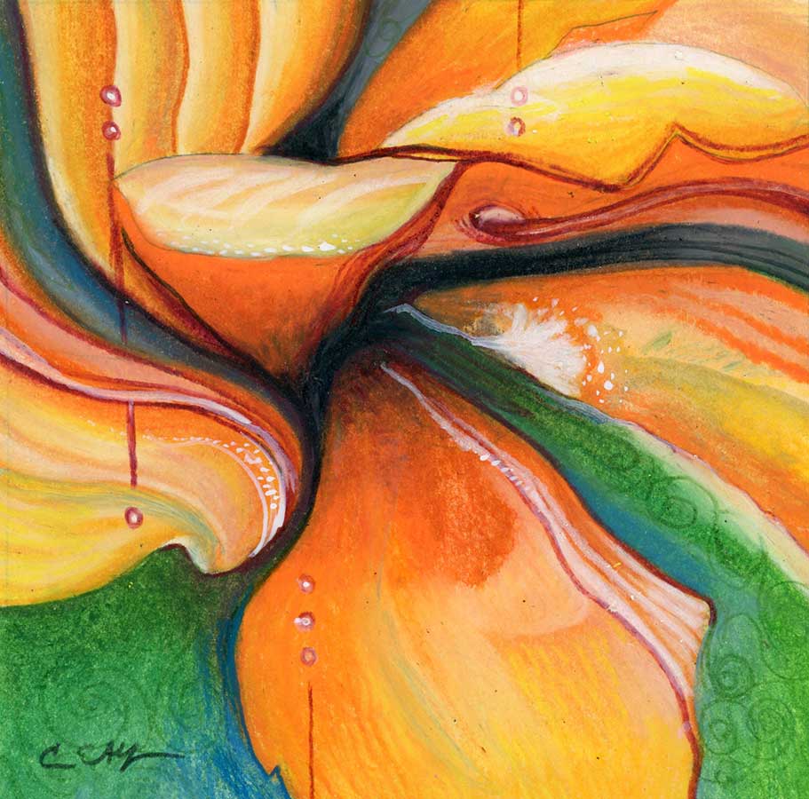 Orange Crush, 6" x 6", mixed media
