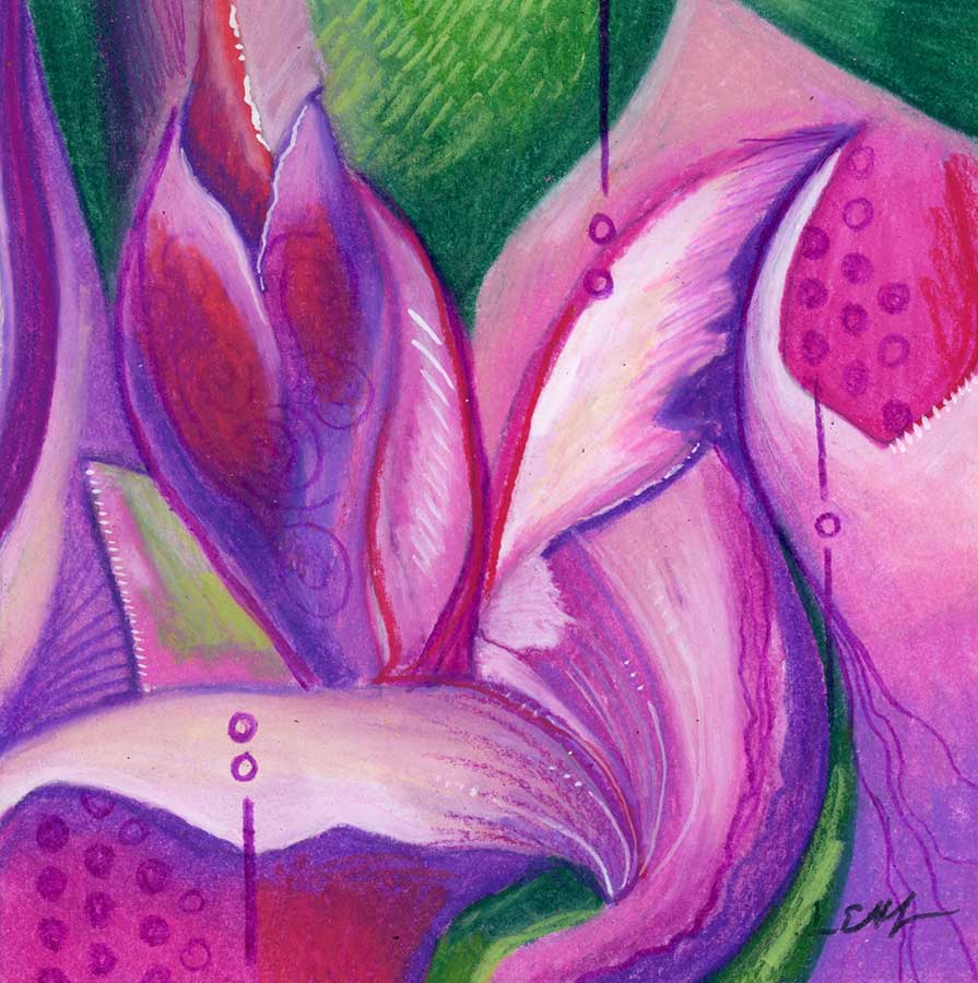 Petal Pushers, 6" x 6", mixed media