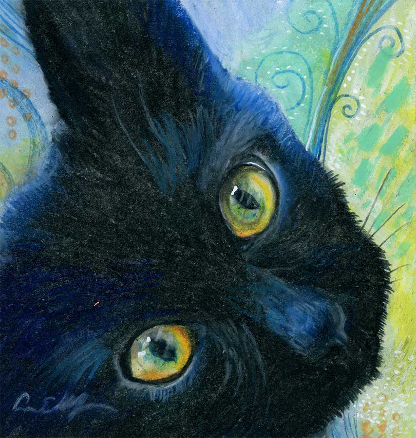 SOLD - Playful, 4" x 4", mixed media