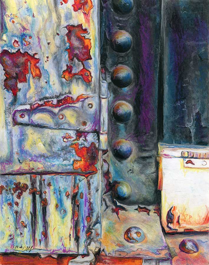 Riveted, 11" x 14", colored pencil