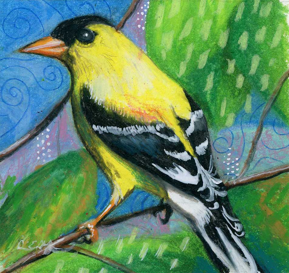 SOLD - Sunshine, 4" x 4", mixed media