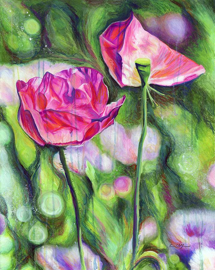 Wind Dancers, 16" x 20", mixed media